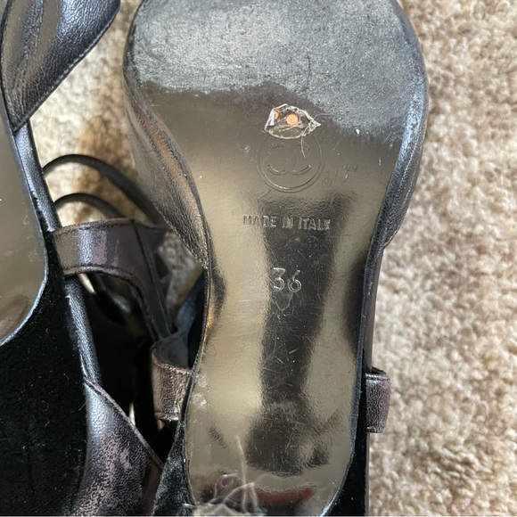 💯 CHANEL Black Velour & Leather Ankle Strap Kitten Heels 👠 Size 36 - Picture 7 of 16